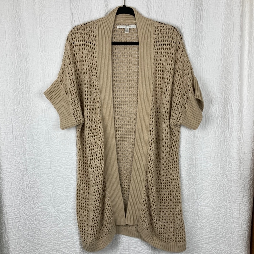 LC Lauren Conrad Women’s Open Knit Cardigan Duster sz Medium